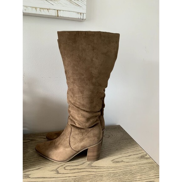 NWT Universal Thread Knee High Brown Faux Suede Heeled Juni Boots Women's Size 8 - Picture 7 of 14